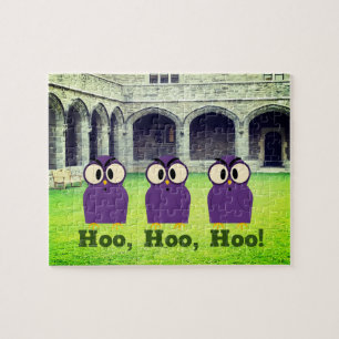 Christmas Hoo Hoo Hoo Trio of Owls Cloisters Jigsaw Puzzle