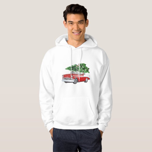 Christmas Hoodie with red vintage car (Front Full)