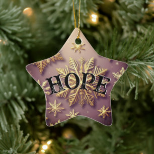 Christmas Hope Golden Snowflake Ceramic Tree Decoration