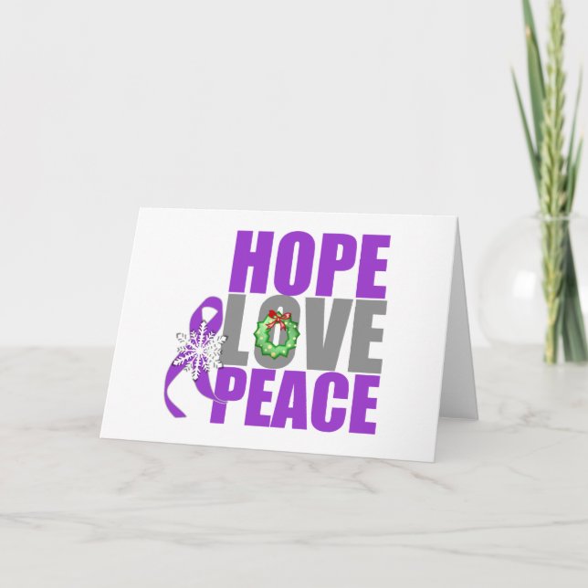 Christmas Hope Love Peace Pancreatic Cancer Holiday Card (Front)