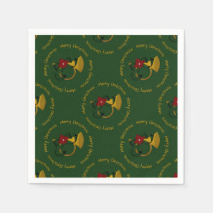 Christmas Horn Green-PAPER NAPKINS