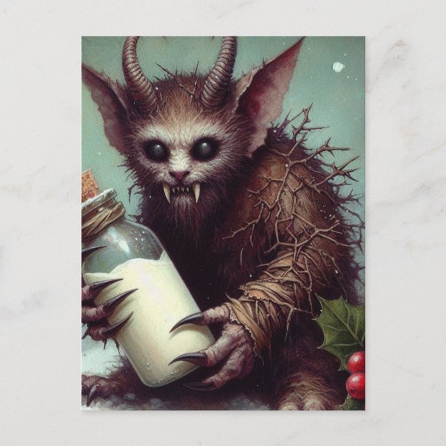 Christmas Horror Krampus Kitty Fairy Spooky Postcard (Front)
