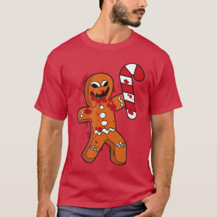 Christmas Horror Scary Gingerbread Man I Hate vint T-Shirt