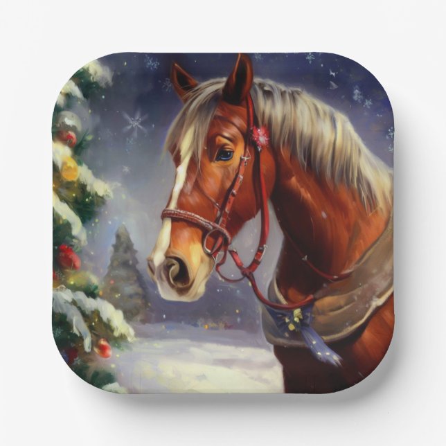 Christmas Horse 1 Paper Plate (Front)