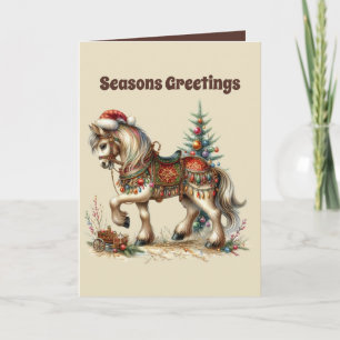 Christmas horse add message Happy Holiday Card