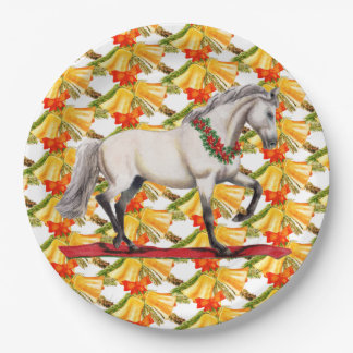 Christmas Horse and Bells Original Art Design Paper Plate
