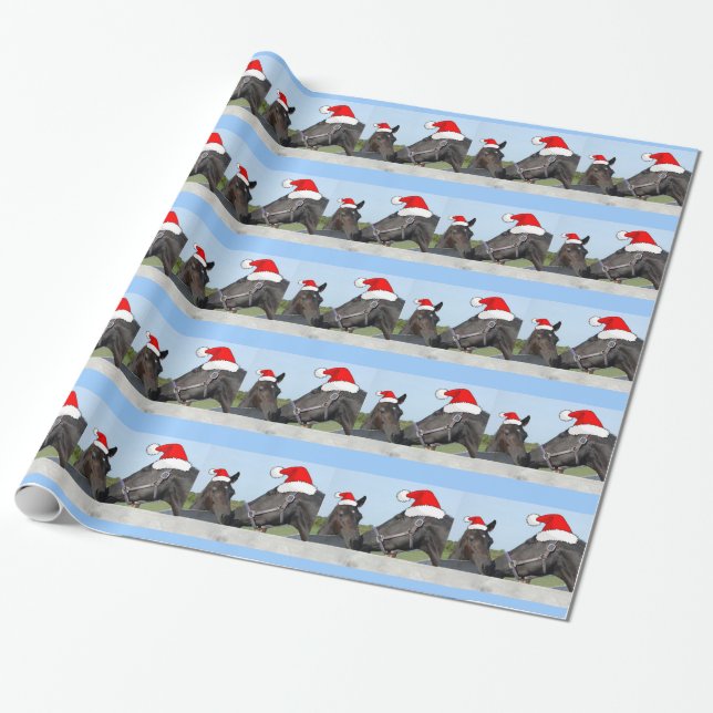 Christmas Horse and Pony Wrapping Paper (Unrolled)