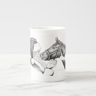 Christmas Horse and Santa Claus Bone China Mug
