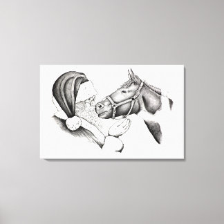 Christmas Horse and Santa Claus Canvas Print