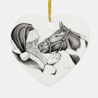 Christmas Horse and Santa Claus Ceramic Tree Decoration