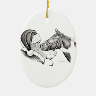 Christmas Horse and Santa Claus Ceramic Tree Decoration