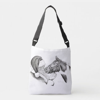 Christmas Horse and Santa Claus Crossbody Bag