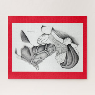 Christmas Horse and Santa Claus Jigsaw Puzzle