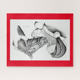 Christmas Horse and Santa Claus Jigsaw Puzzle