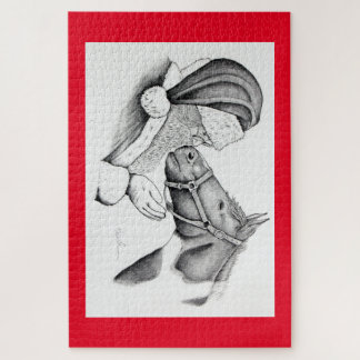 Christmas Horse and Santa Claus Jigsaw Puzzle