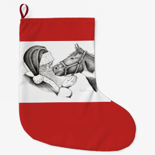 Christmas Horse and Santa Claus Large Christmas Stocking