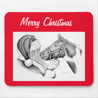 Christmas Horse and Santa Claus Mouse Mat