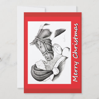 Christmas Horse and Santa Claus Thank You Card