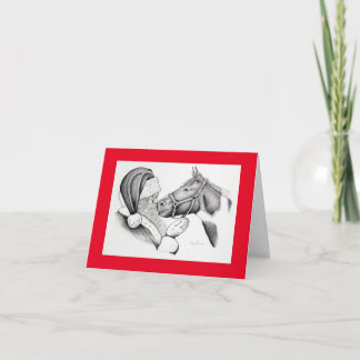 Christmas Horse and Santa Claus Thank You Card