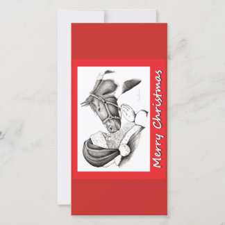 Christmas Horse and Santa Claus Thank You Card