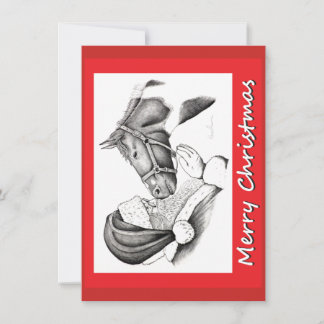 Christmas Horse and Santa Claus Thank You Card