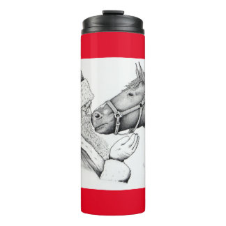 Christmas Horse and Santa Claus Thermal Tumbler
