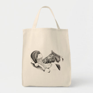 Christmas Horse and Santa Claus Tote Bag