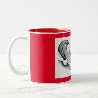 Christmas Horse and Santa Claus Two-Tone Coffee Mug