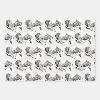 Christmas Horse and Santa CLaus Wrapping Paper Sheet