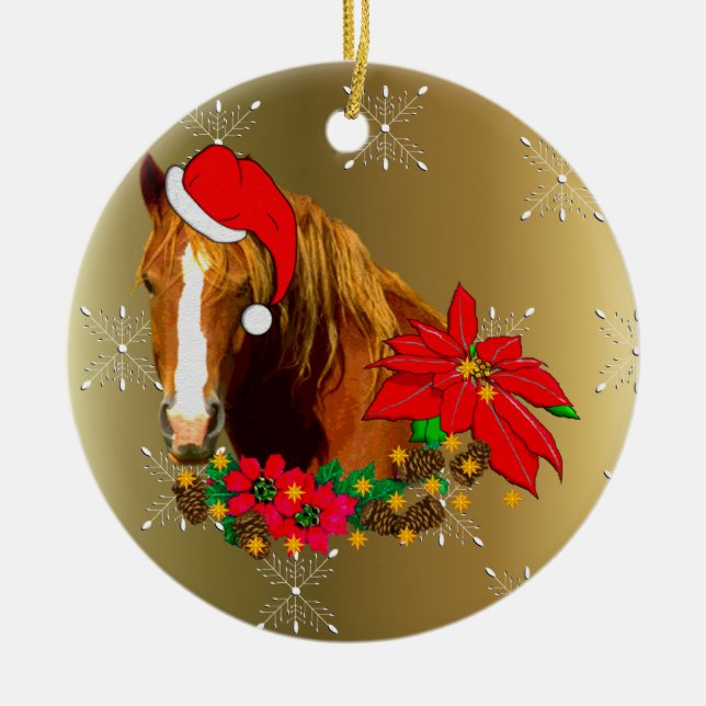 Christmas Horse Ceramic Tree Decoration (Front)