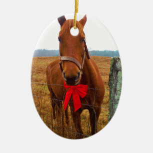 Christmas Horse Ceramic Tree Decoration