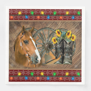 Christmas Horse Cowboy Boots Cowboy Hat  Napkin