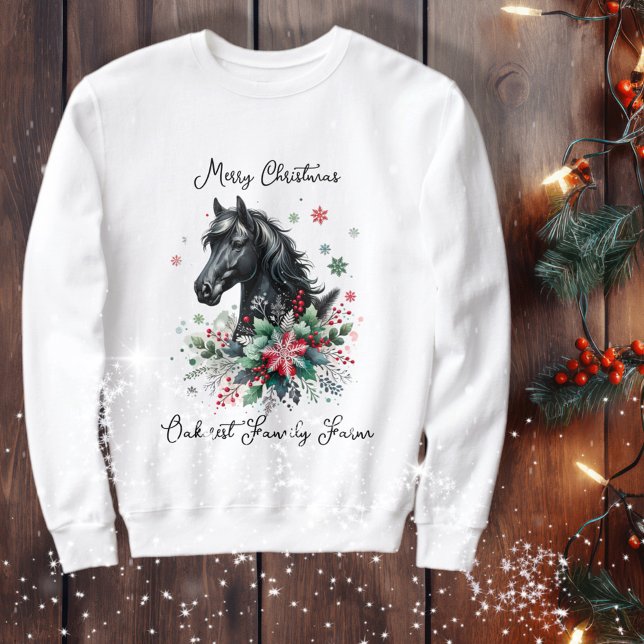 Christmas Horse Equestrian  Sweatshirt (Enjoy this Festive Christmas design! Customize with your favorite holiday event or greeting. )
