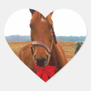 Christmas Horse Heart Sticker