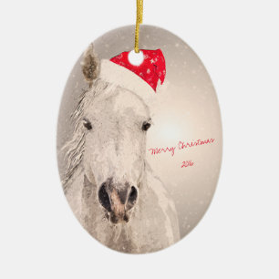 Christmas Horse Holiday Greetings Ceramic Tree Decoration