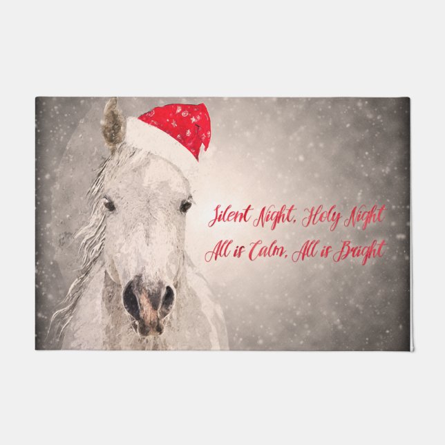 Christmas Horse Holiday Greetings Doormat (Front)