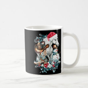 Christmas Horse In Santa Hat Cowgirl Cowboy Boots Coffee Mug