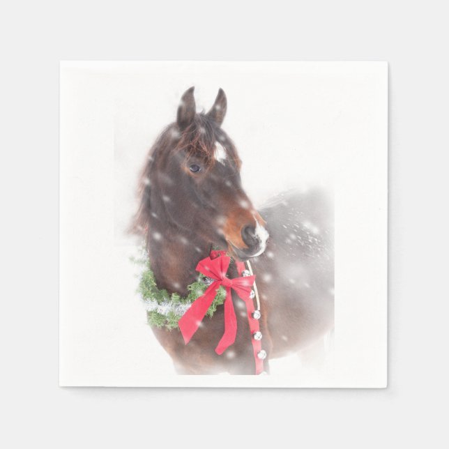 Christmas Horse in Snow Napkin (Front)