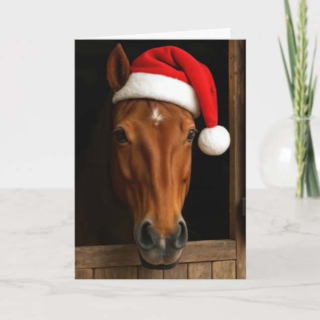 Christmas Horse In Stable Window Card (Front)
