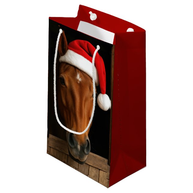 Christmas Horse In Stable Window Small Gift Bag (Front Angled)
