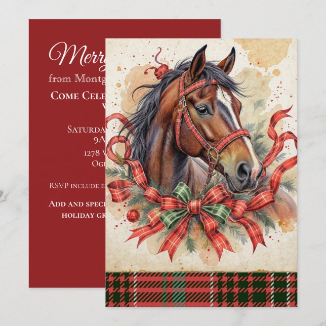 Christmas Horse  Invitation (Front/Back)