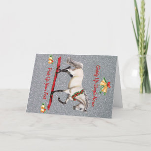 Christmas Horse Jingle Horse Silver Grey Holiday  Thank You Card
