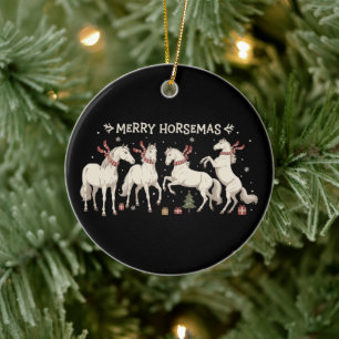 Christmas Horse Lover Merry Horsemas Farmer Farm Ceramic Tree Decoration