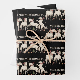 Christmas Horse Lover Merry Horsemas Farmer Farm  Wrapping Paper Sheet