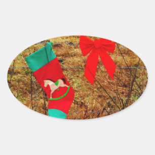 Christmas Horse Oval Sticker