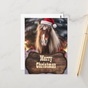 Christmas Horse Ranch Postcard
