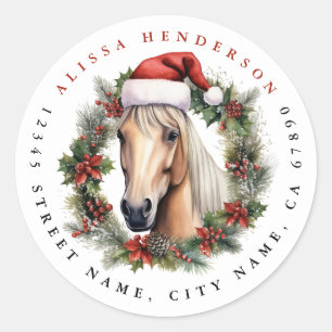 Christmas Horse Round Stickers