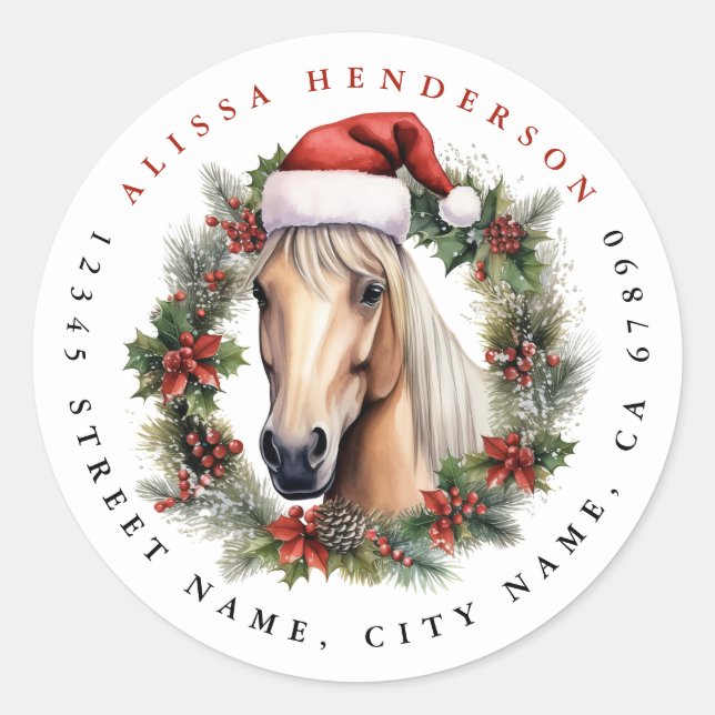 Christmas Horse Round Stickers (Front)