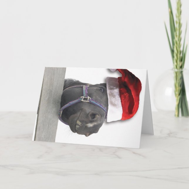 Christmas Horse Santa Claus Holiday Card (Front)