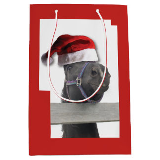 Christmas Horse Santa Claus Medium Gift Bag